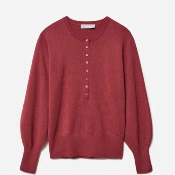 Everlane The Cashmere Henley Slim, Carmine (S) - Picture 1 of 10
